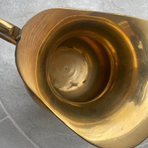 Vintage Small Brass Jug Pitcher w/Beaded Handle - Picture 4 of 5